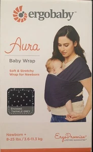 Ergobaby Baby Wrap Aura Twinkle Grey Newborn Swaddle Wrap New Mum Baby Carrier - Picture 1 of 3