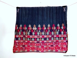Hill Tribes Embroidery Textile Fragment Costume Chinese Minorities Indigo Vtg - Picture 1 of 14