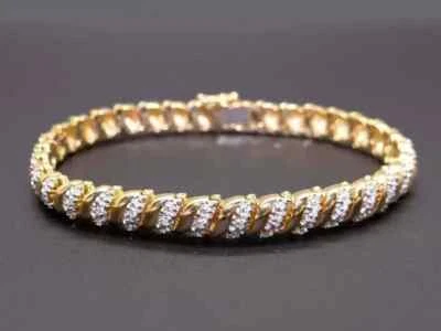 5Ct Round Lab Created Diamond For Women's Tennis Bracelet 14K Yellow Gold Plated - Image 1 of 4