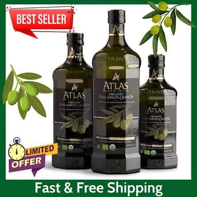 A ATLAS OLIVE OILS Atlas Organic Cold Pressed Moroccan Extra Virgin Olive Oil, Polyphenol Rich, NEW