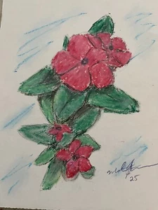 Original Öl Pastell und Bleistift Blumen. - Bild 1 von 1
