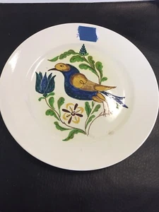 1950 MCM Bird Plate 9 1/8” firmato Betty 1950 metà secolo moderno - Foto 1 di 8