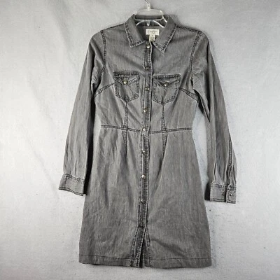 Jessica Simpson 连衣裙女式小号灰色褪色牛仔斜纹基本款西部 — 第 1/4 张图片