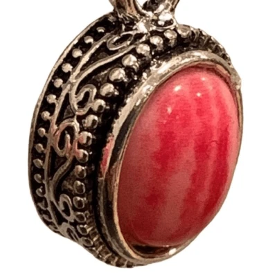 Par de pendientes colgantes rojos imitación concha de ostra espinosa, coral rodolita y plata NUEVO Foto 1 de 4