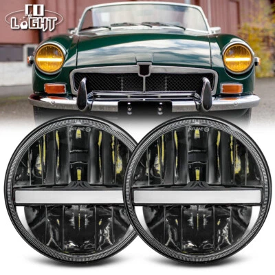 Par de faros LED redondos de 7 pulgadas para MG MGB GT 1966-1979 1980 A++ Foto 1 de 4