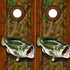 Calcomanías Cornhole Envolturas Gráficos Pesca Lujas Pesca Bosque Camuflaje 001LR - Imagen 1 de 2