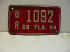1969 Florida License Plate Motorcycle  8 R  1092      Vintage as5111