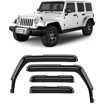 Sun Rain Visors Wind Rain Guards for 2007-2018 Jeep Wrangler JK SHATTERPROOF - Image 1 of 4