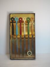 Vintage Stainless Steel Fondue Forks Colorful Plastic Handles Japan Set of 6