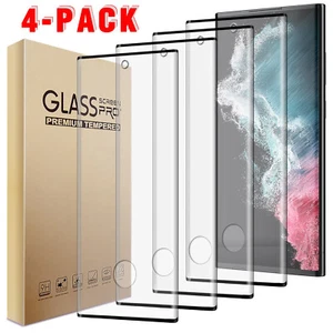 4 Packs Clear For Samsung Galaxy S22/+/Ultra 5G Tempered Glass Screen Protector - Picture 1 of 18