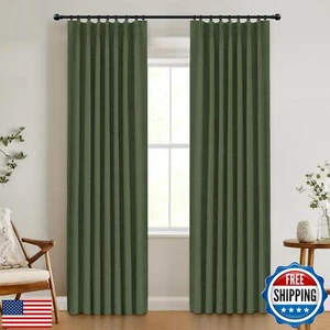 100% Blackout Shield Linen Pinch Pleated Curtains Blackout, Pleated Drapes wi - Picture 1 of 5