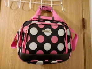 Rockland Pink Black Carry On Laptop Tablet Tavel Bag Purse Removable Adj. Strap - Picture 1 of 3