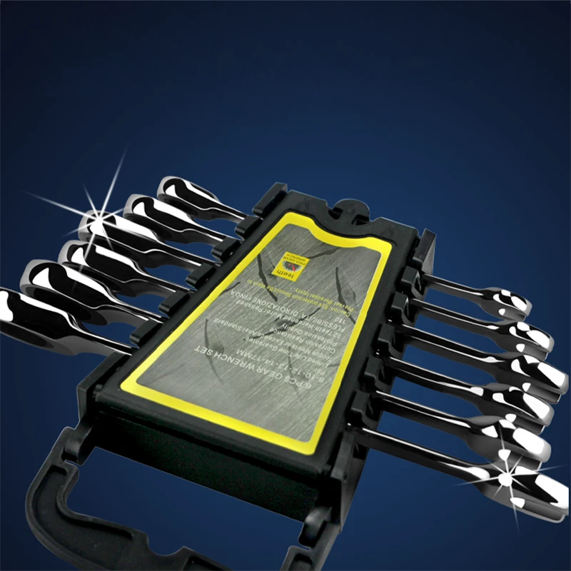 6/7 Pcs Chrome Vanadium Steel Plum Dual-Use Ratchet Socket Wrenches Set 8-19mm - Image 1 of 4