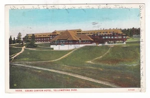 1936 YELLOWSTONE NATIONAL PARK WYOMING GRAND CANYON HOTEL PANORAMIC POSTCARD WY - Picture 1 of 2