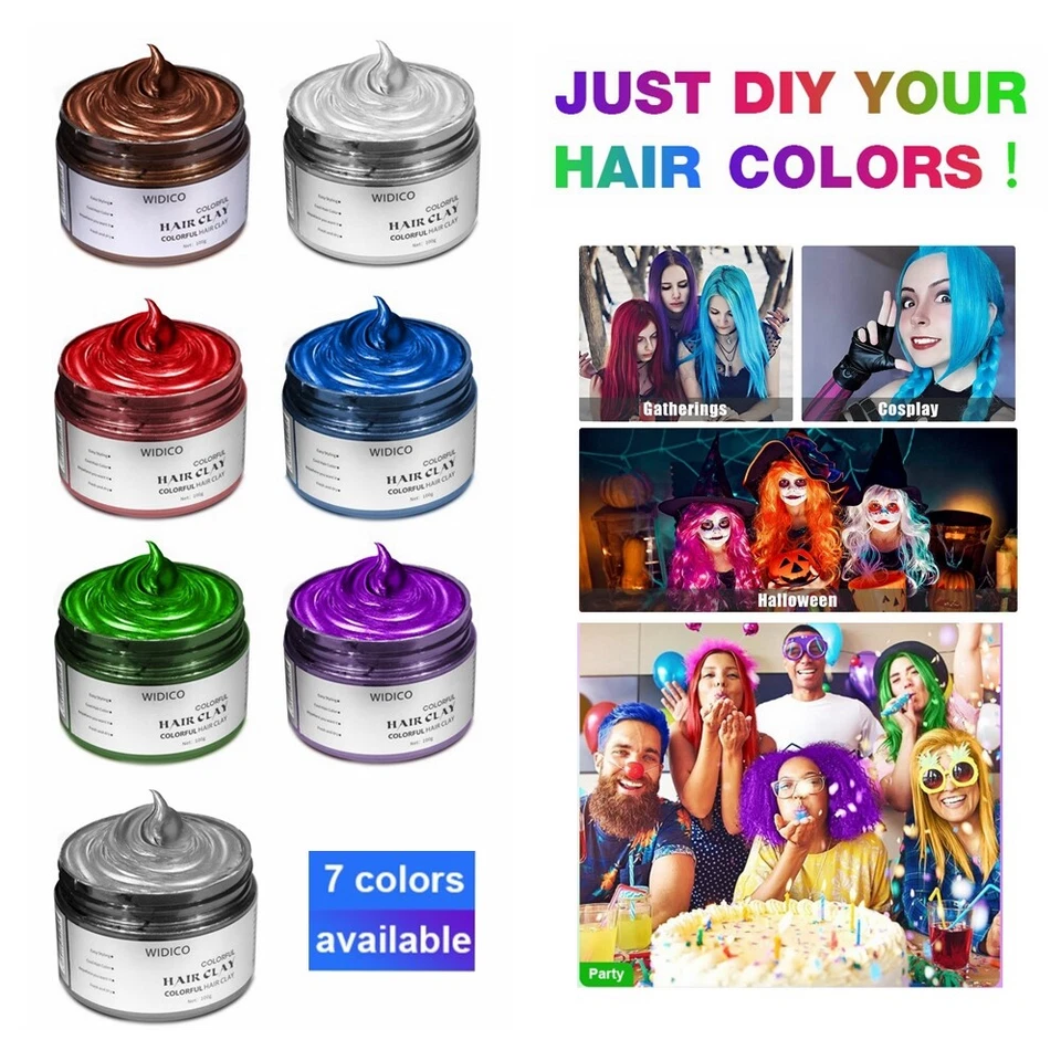 Washable Colorful Hair Clay Hair Color Wax Dye Mud Cream Temporary Party Cosplay - Image 1 of 4