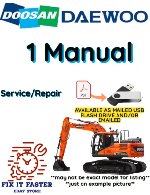DOOSAN-DAEWOO DX80R CRAWLER EXCAVATOR SERVICE REPAIR SHOP MANUAL PDF USB - Image 1 of 2