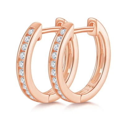 925 Sterling Silver 0.22cttw D Color VVS1 Moissanite Hoop Earrings for Women - Image 1 of 4