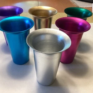 6 Vintage Aluminum Flared Top Tumblers Unmarked 5” - Picture 1 of 14