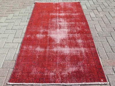 Vintage Rug, Boho Rugs, Wool Rug, Floral Carpet, Red Rug, Turkish Carpet 41"X72" - Image 1 of 4