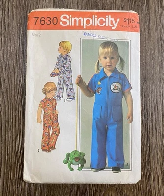 70s Toddler Jumpsuit Costume Size 2 Simplicity 7630 - Image 1 of 4