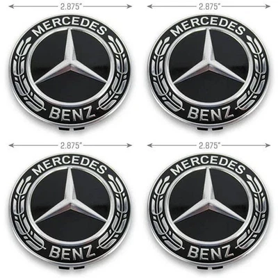 Tampas centrais Mercedes Benz A222400 22 00 roda fabricante de equipamento original preto B C CL CLK E G R S SLK - Imagem 1 de 2