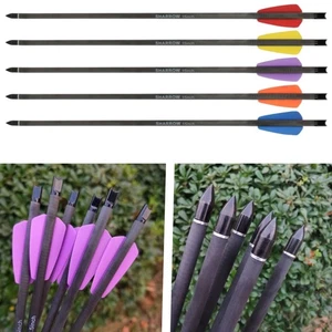 Mini Arrows 15" Bolts Pure Carbon Archery Screw Point Vanes Bow Hunting Shooting - Picture 1 of 17