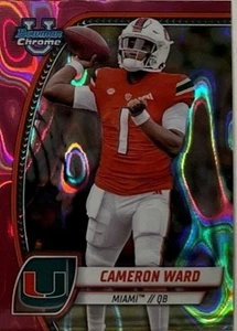 Cameron Cam Ward 2024 Bowman U Chrome Pink Lava Refractor  Miami 1st Draft Pick - Picture 1 of 2