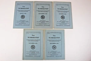 Aug-Dec 1933  5 Issues The Numismatist American Numismatic Association Monthly - Picture 1 of 7