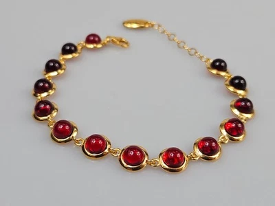 Roter Bernstein, Kristallarmband, verstellbares baltisches Bernsteinarmband 925 - Bild 1 von 4