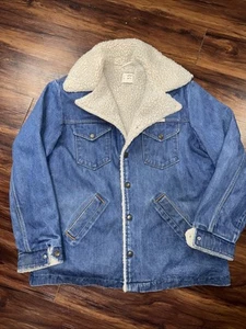 Vintage Sedgefield Sherpa Lined Denim Jacket USA 70s Cowboy Trucker Sz Large USA - Picture 1 of 5