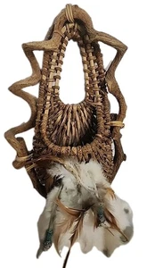 Vintage Native American Paiute or Shoshone Cradle Board Baby Basket Fur Accents - Picture 1 of 15