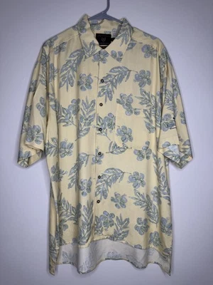 Camisa recta Byron Nelson Eleven talla L manga corta amarilla floral 100 % seda Foto 1 de 4