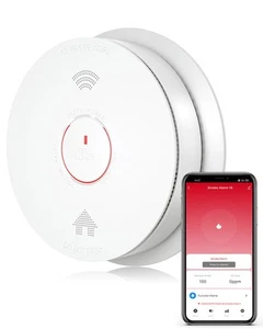 WiFi Smoke Detector, Smart Smoke and Carbon Monoxide Detector with Auto-Check... - Picture 1 of 8