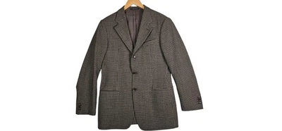 Blazer Armani Collezioni Para Hombre 40R Lana Pata de Gallo Marrón Tostado Sencillo Pecho Foto 1 de 4