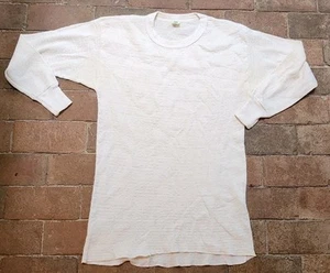 Vintage 70s Hanes Waffelstrick Thermo Shirt XL Tight Stretch Long Tail Green Tag - Bild 1 von 8