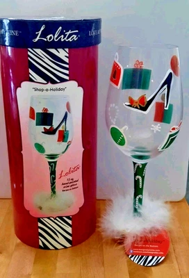 Lolita SHOP A HOLIDAY Christmas Wine glass NEW 15oz Christmas Love My Wine - Image 1 of 4