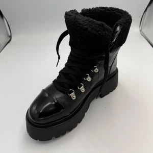 Stivali da combattimento Steve Madden Reyen da donna taglia 8 in pelle nera Whimsygoth Gorpcore - Foto 1 di 4