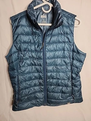 Chaleco cooperativo Rei para mujer L azul chaleco acolchado 80 % plumón cremallera completa acolchado EXCELENTE Foto 1 de 4