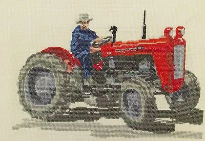LYNDISFARNE Massey Ferguson 35x Tractor counted cross stitch kit or chart 14s aida