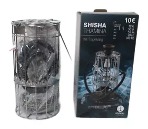 Wasserpfeife Set Shisha Thamina 2 Schlauch Schwarz ca. 30cm Tragekorb aus Metall - Bild 1 von 2