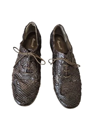Rocco P. Snakeskin Leather Oxford Shoes Lace Up Shoes Brown Sz 37.5/7 - Image 1 of 4