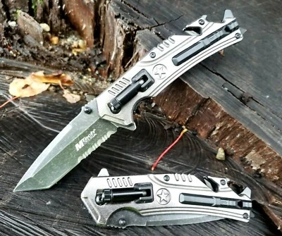 Navaja de bolsillo táctica asistida por resorte silbato ligero abridor de sílex exploradores de rescate  Foto 1 de 4