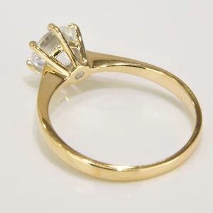 Anello di Fidanzamento 1/2 Carato E/VS2 Elegante Diamante Taglio Tondo Oro Giallo 14K - Foto 1 di 4