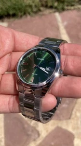 Casio Collection 39mm Caja Latón Plata, Correa Acero Inoxidable, Dial Verde,... - Imagen 1 de 5