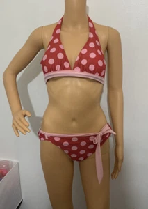 Aeropostale Bikini Women Size S/M Polka Dot Pink String Two Piece - Picture 1 of 3