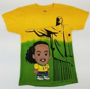 Brazil Rio De Janeiro Soccer T-shirt Size S Christ The Redeemer Flag B51