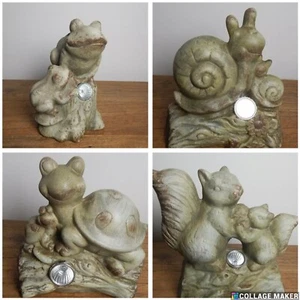 Solar light Snail Squirrel Frog Garden Ornament Rustic Outdoors - Picture 1 of 25