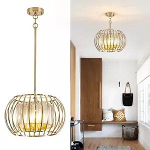 SGLfarmty Gold Crystal Chandeliers 4-Lights Metal Cage Pendant Light Modern B... - Picture 1 of 9
