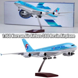 18.3 inch Korean Air Airbus 380 Resin Airplane Model Ornament W/ LED Light Wheel - Picture 1 of 13