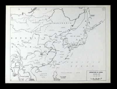 West Point Korean War General Map Far East China Japan Seol Tokyo Shanghai Korea - Image 1 of 2